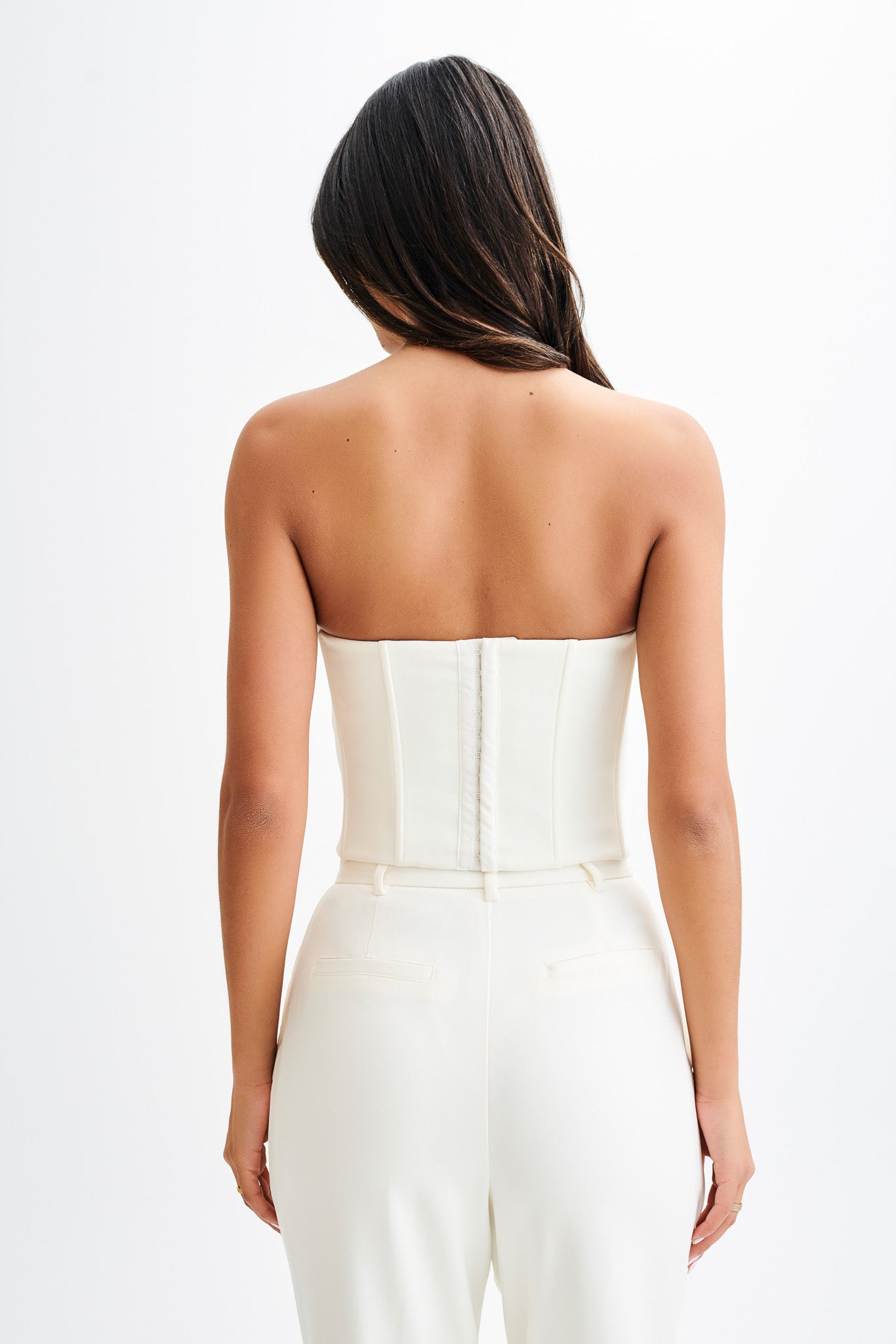 Oceane Contrast Suiting Strapless Corset - White-My Chic Way.All Rights Reserved