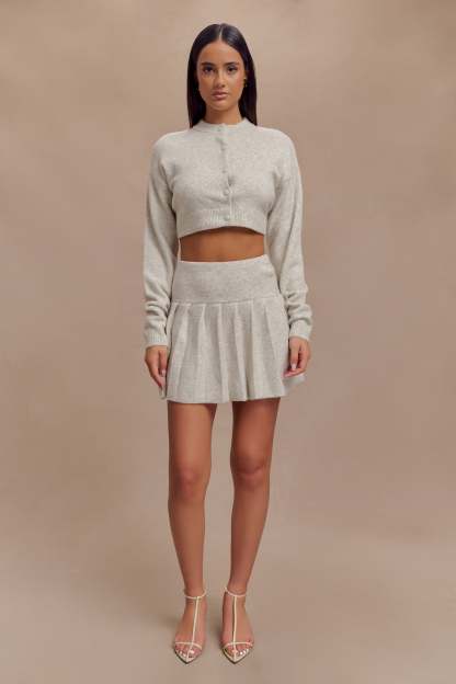 Dionne Pleated Knit Mini Skirt - Heather Grey Marle-My Chic Way.All Rights Reserved
