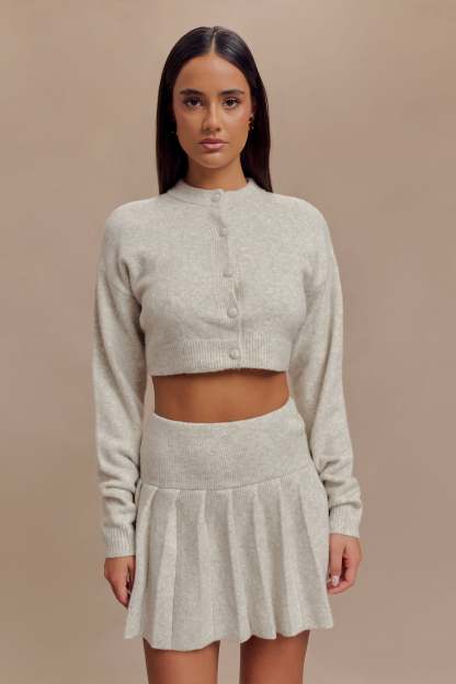 Dionne Pleated Knit Mini Skirt - Heather Grey Marle-My Chic Way.All Rights Reserved