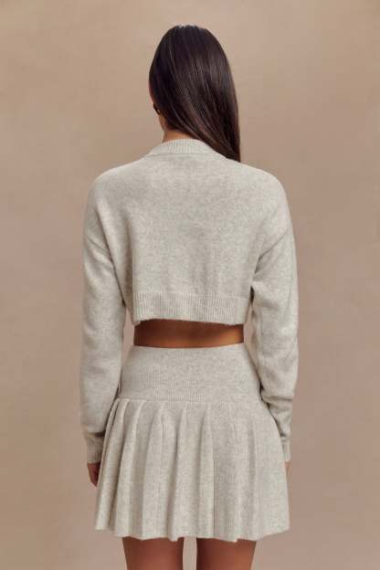 Dionne Pleated Knit Mini Skirt - Heather Grey Marle-My Chic Way.All Rights Reserved