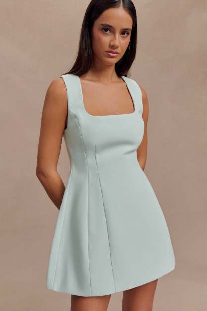 Lysandre Crepe Mini Dress - Ice Blue-My Chic Way.All Rights Reserved