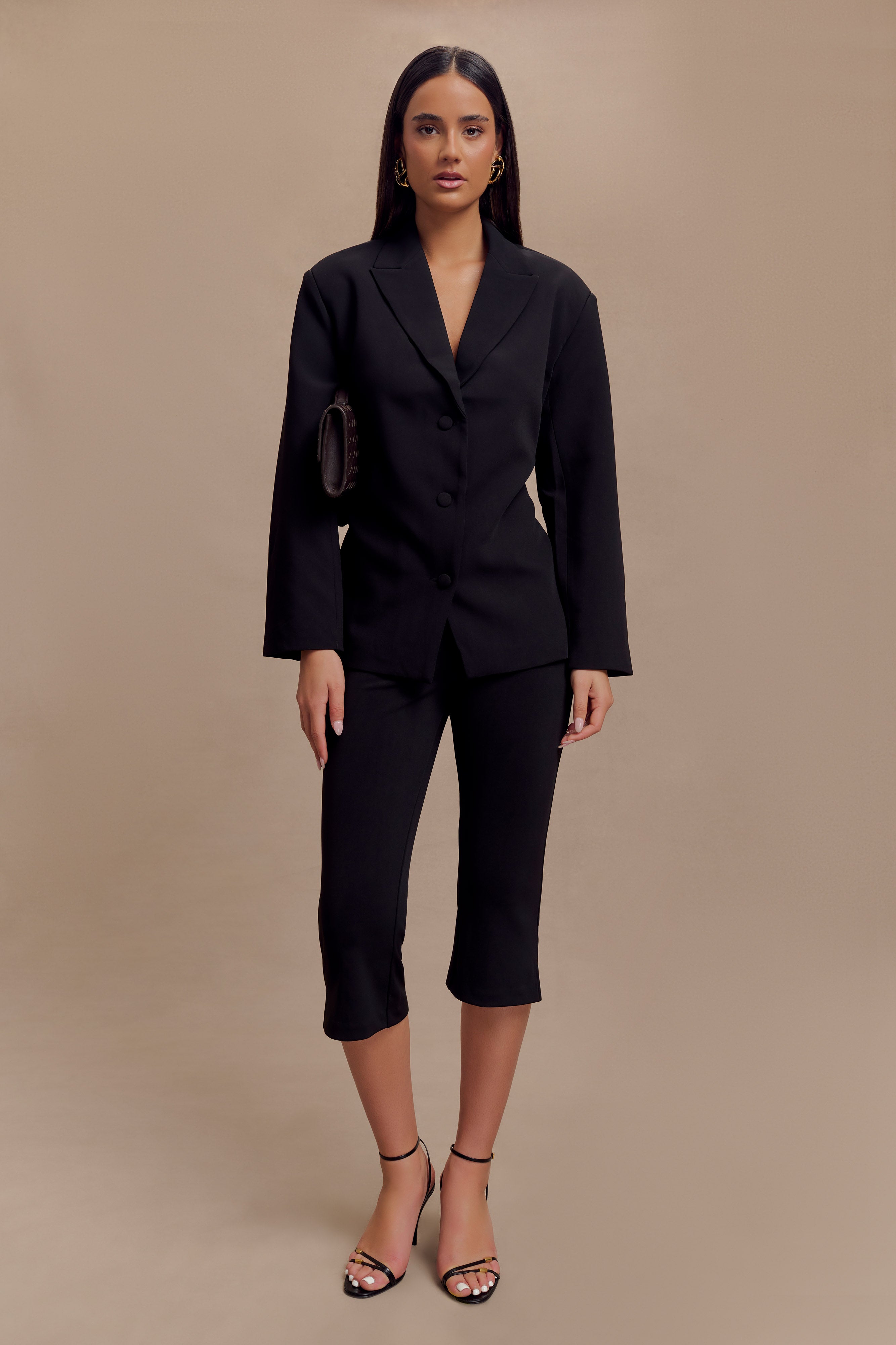 Layla Flared Crepe Capri Pants - Black-My Chic Way.All Rights Reserved
