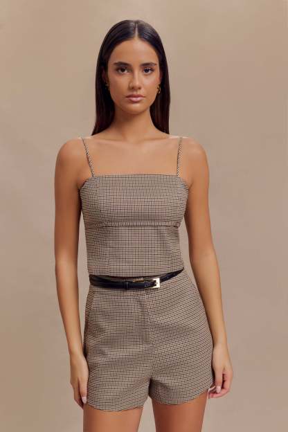 Radley Tailored Short - Tan Check-My Chic Way.All Rights Reserved
