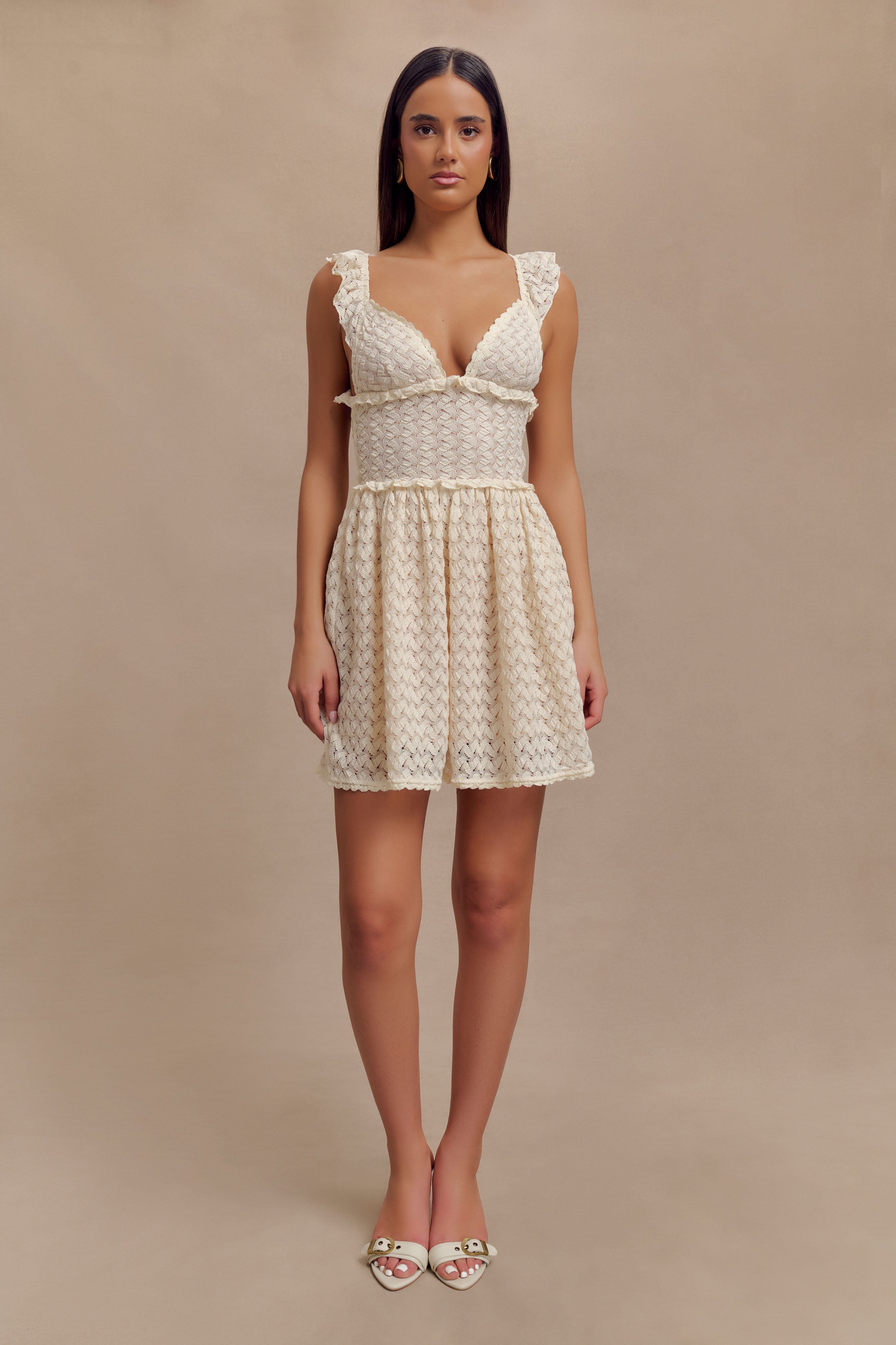 Ezra Lace Mini Dress - Ivory-My Chic Way.All Rights Reserved