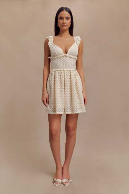 Ezra Lace Mini Dress - Ivory-My Chic Way.All Rights Reserved