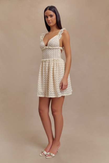 Ezra Lace Mini Dress - Ivory-My Chic Way.All Rights Reserved