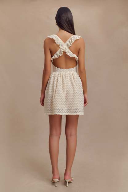 Ezra Lace Mini Dress - Ivory-My Chic Way.All Rights Reserved
