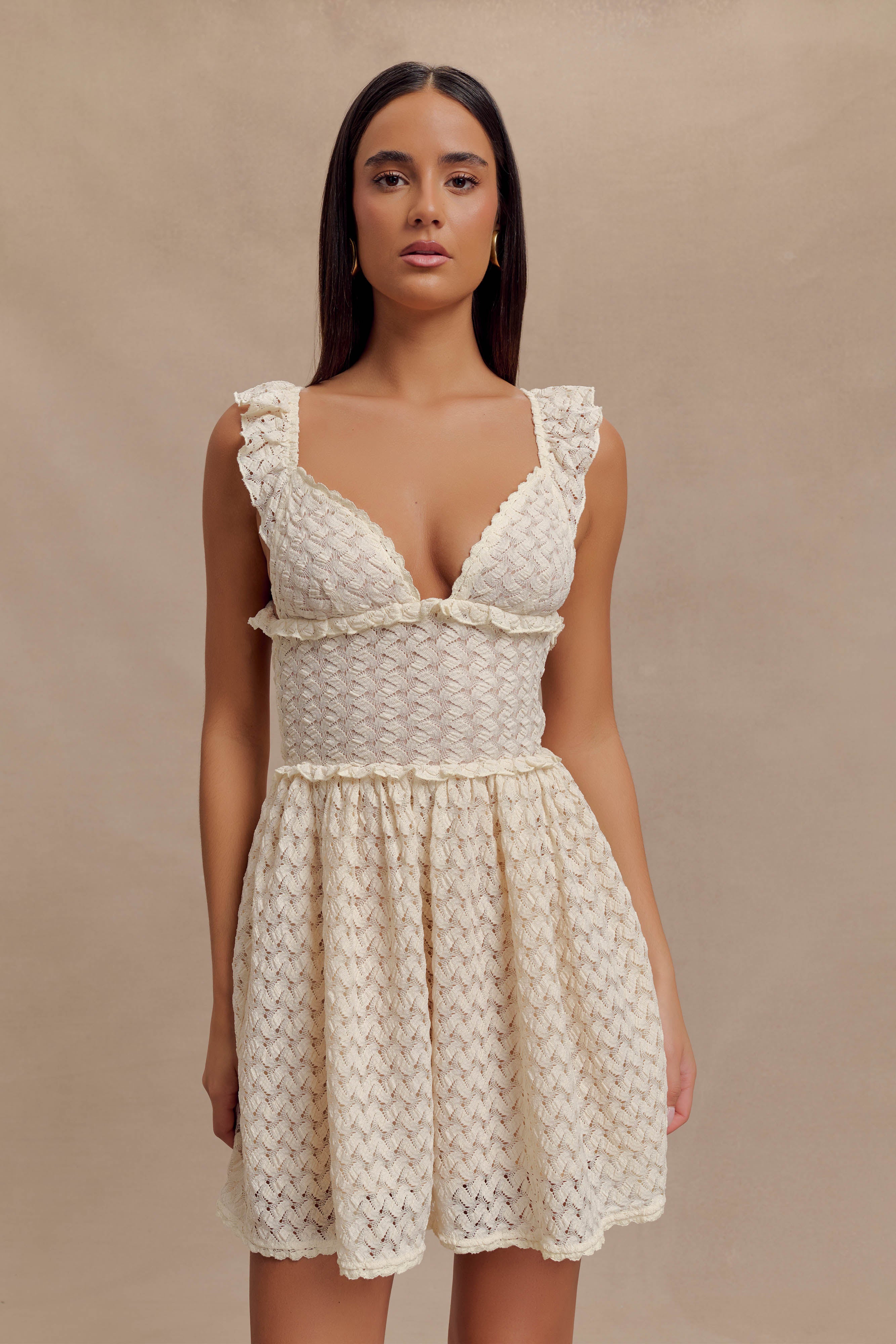 Ezra Lace Mini Dress - Ivory-My Chic Way.All Rights Reserved