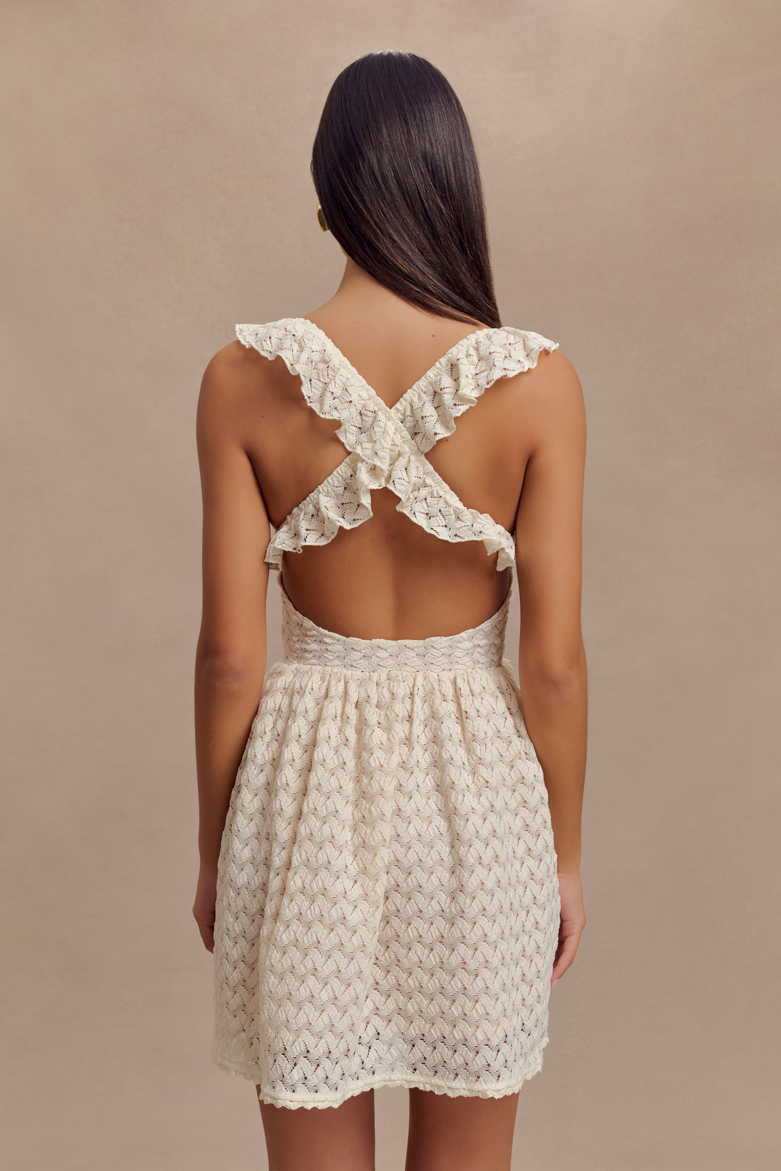Ezra Lace Mini Dress - Ivory-My Chic Way.All Rights Reserved
