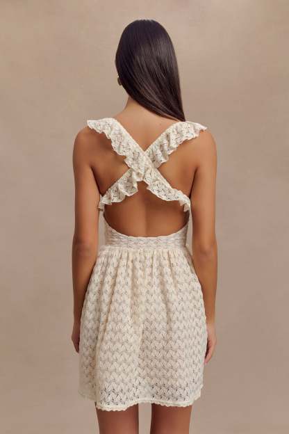 Ezra Lace Mini Dress - Ivory-My Chic Way.All Rights Reserved