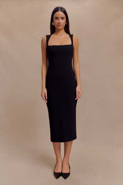 Frida Crepe Midi Dress - Black-My Chic Way.All Rights Reserved