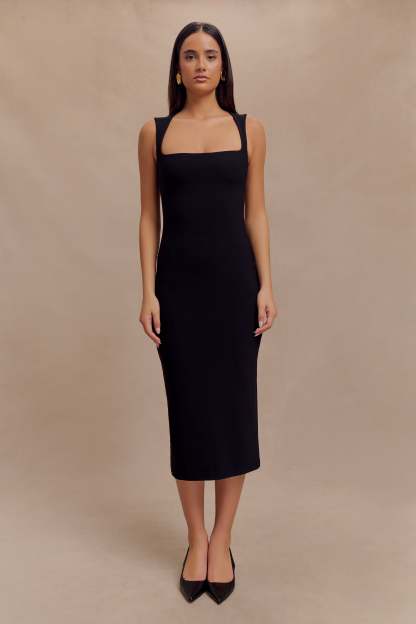 Frida Crepe Midi Dress - Black-My Chic Way.All Rights Reserved