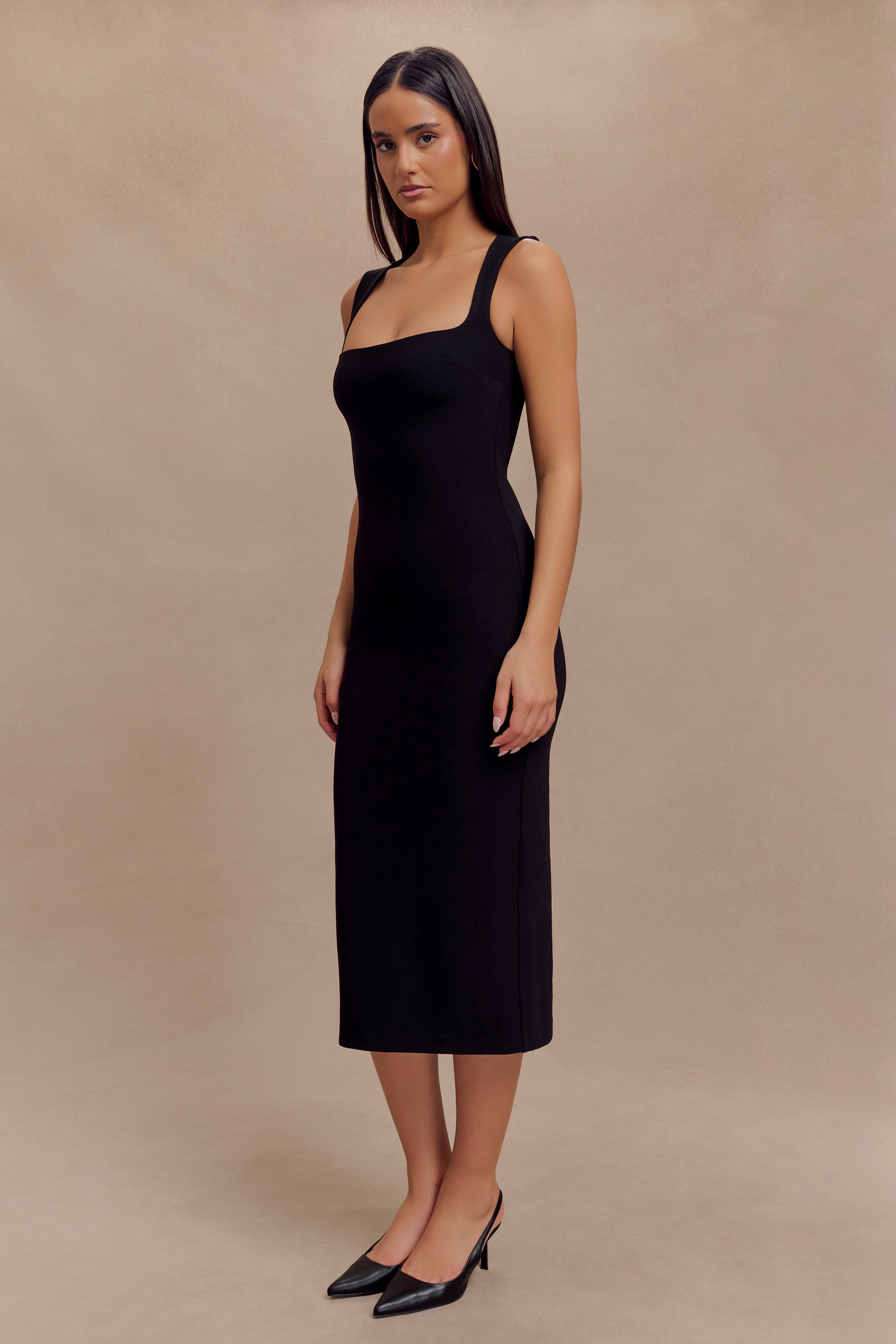 Frida Crepe Midi Dress - Black-My Chic Way.All Rights Reserved