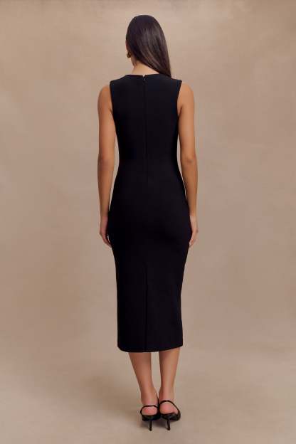 Frida Crepe Midi Dress - Black-My Chic Way.All Rights Reserved