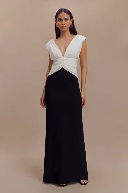 Monique Contrast Maxi Dress - Black-My Chic Way.All Rights Reserved