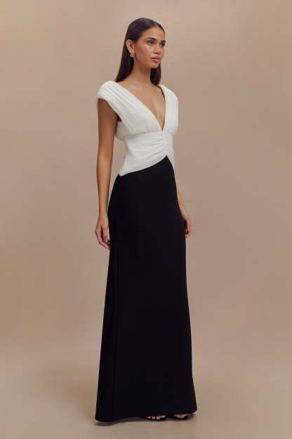 Monique Contrast Maxi Dress - Black-My Chic Way.All Rights Reserved