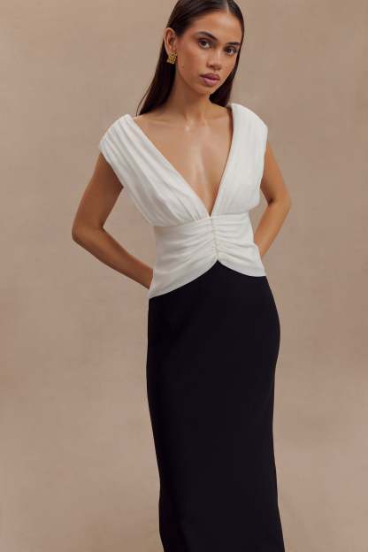 Monique Contrast Maxi Dress - Black-My Chic Way.All Rights Reserved