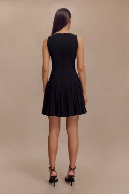 Mackenzie Sleeveless Pleated Mini Dress - Black-My Chic Way.All Rights Reserved