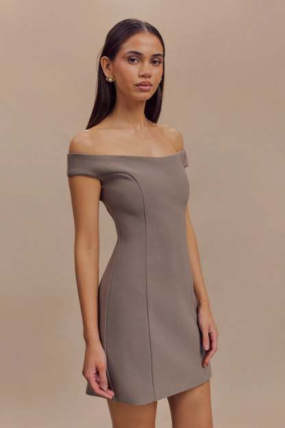 Cassidy Crepe Off Shoulder Mini Dress - Smoke-My Chic Way.All Rights Reserved