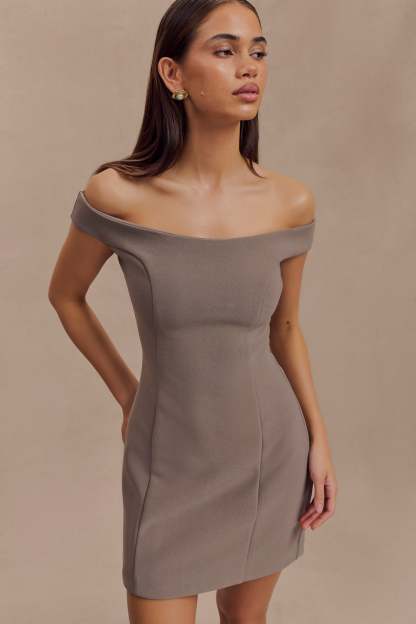 Cassidy Crepe Off Shoulder Mini Dress - Smoke-My Chic Way.All Rights Reserved