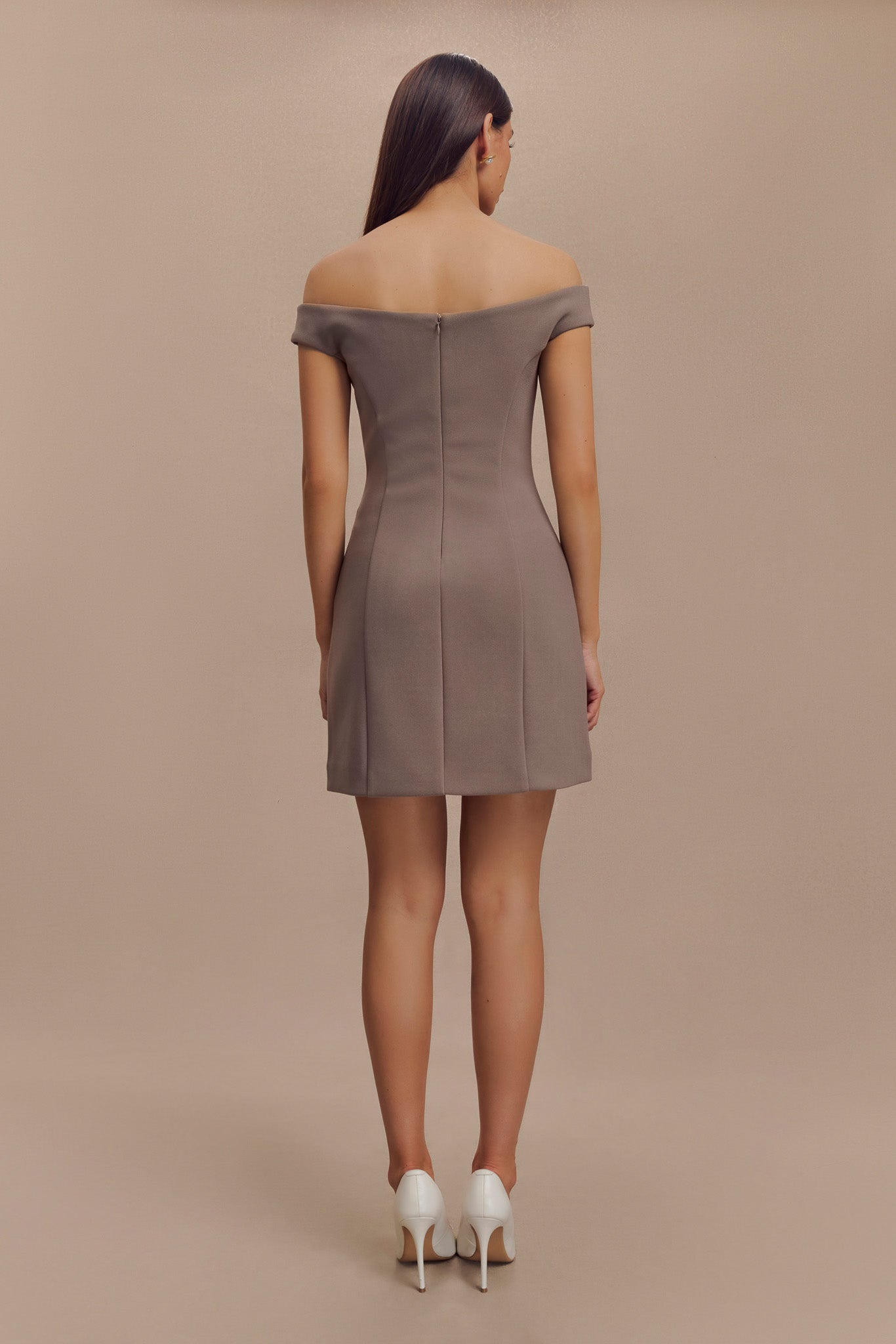 Cassidy Crepe Off Shoulder Mini Dress - Smoke-My Chic Way.All Rights Reserved