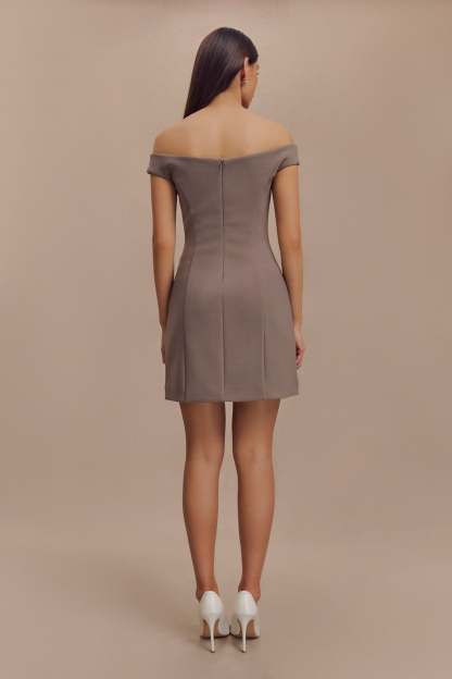 Cassidy Crepe Off Shoulder Mini Dress - Smoke-My Chic Way.All Rights Reserved