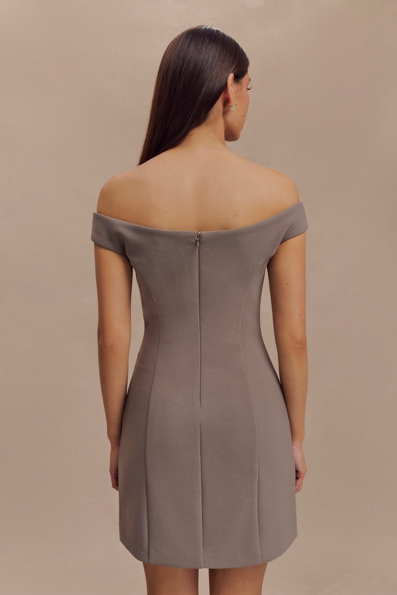 Cassidy Crepe Off Shoulder Mini Dress - Smoke-My Chic Way.All Rights Reserved