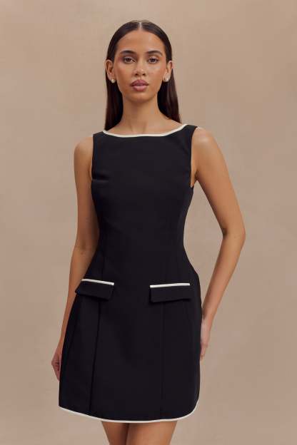 Evanna Sleeveless Contrast Suiting Mini Dress - Black-My Chic Way.All Rights Reserved