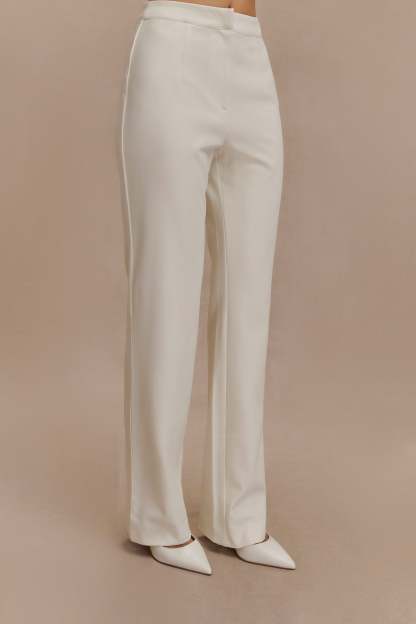 Allanah Straight Leg Pant - Ivory-My Chic Way.All Rights Reserved