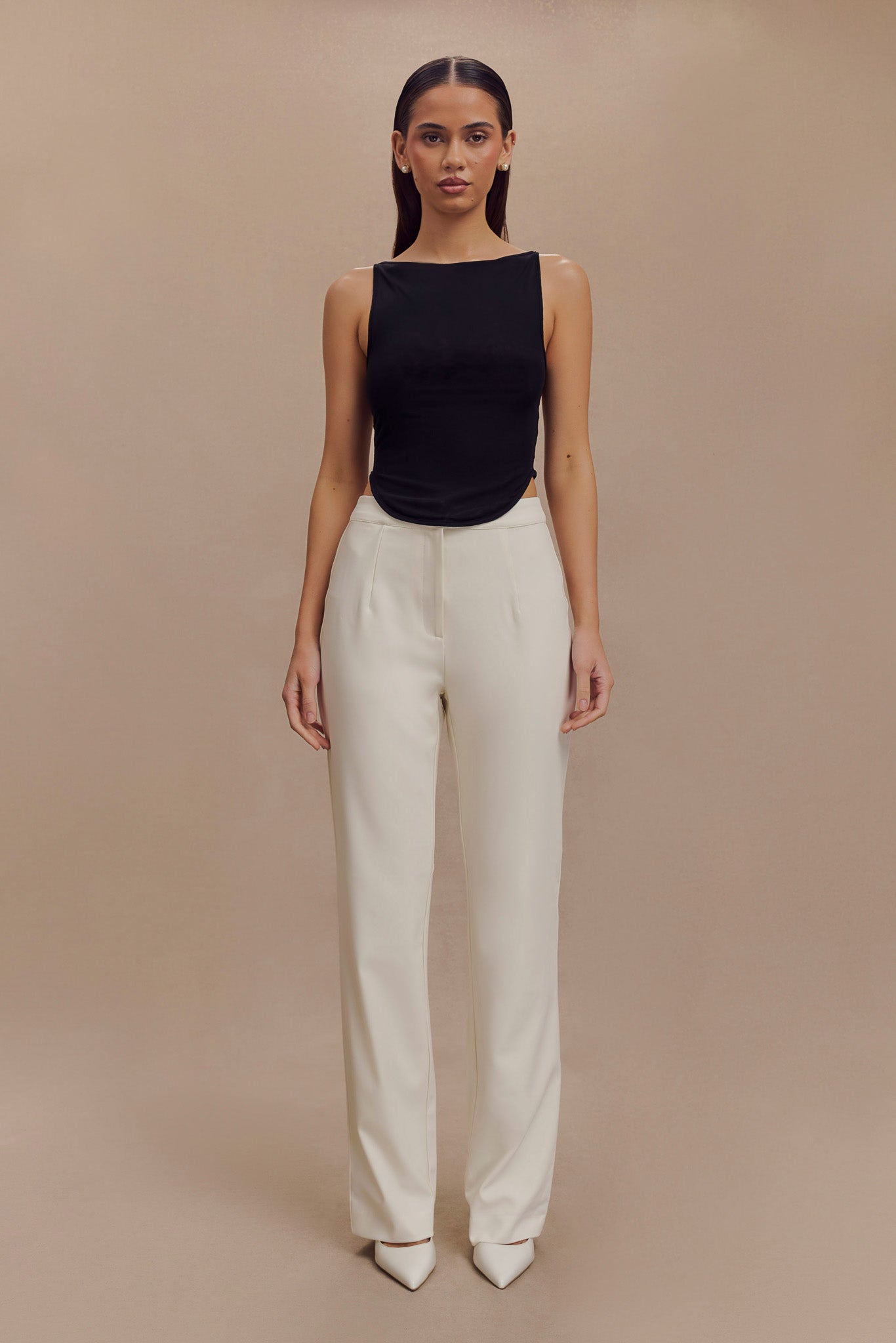 Allanah Straight Leg Pant - Ivory-My Chic Way.All Rights Reserved