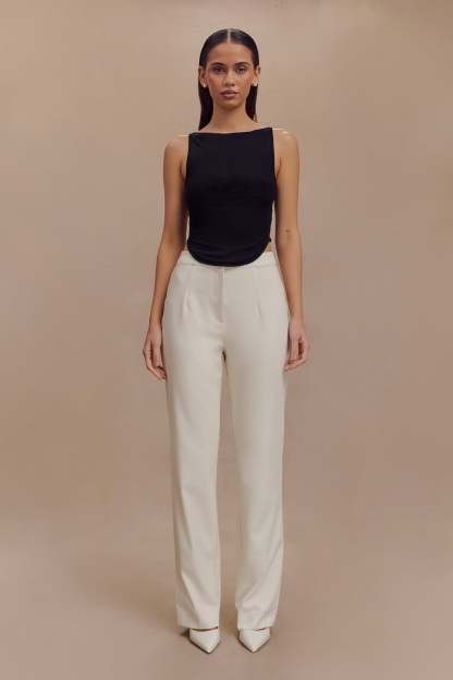 Allanah Straight Leg Pant - Ivory-My Chic Way.All Rights Reserved