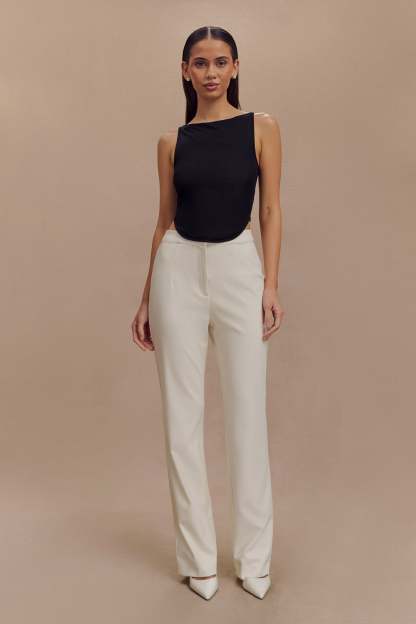 Allanah Straight Leg Pant - Ivory-My Chic Way.All Rights Reserved