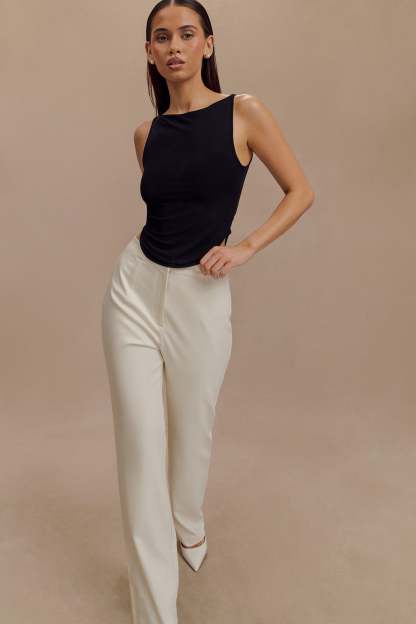 Allanah Straight Leg Pant - Ivory-My Chic Way.All Rights Reserved