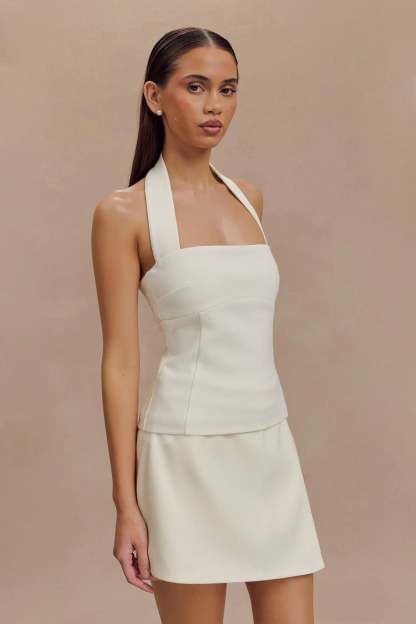 Amelita Suiting Halter Top - Ivory-My Chic Way.All Rights Reserved