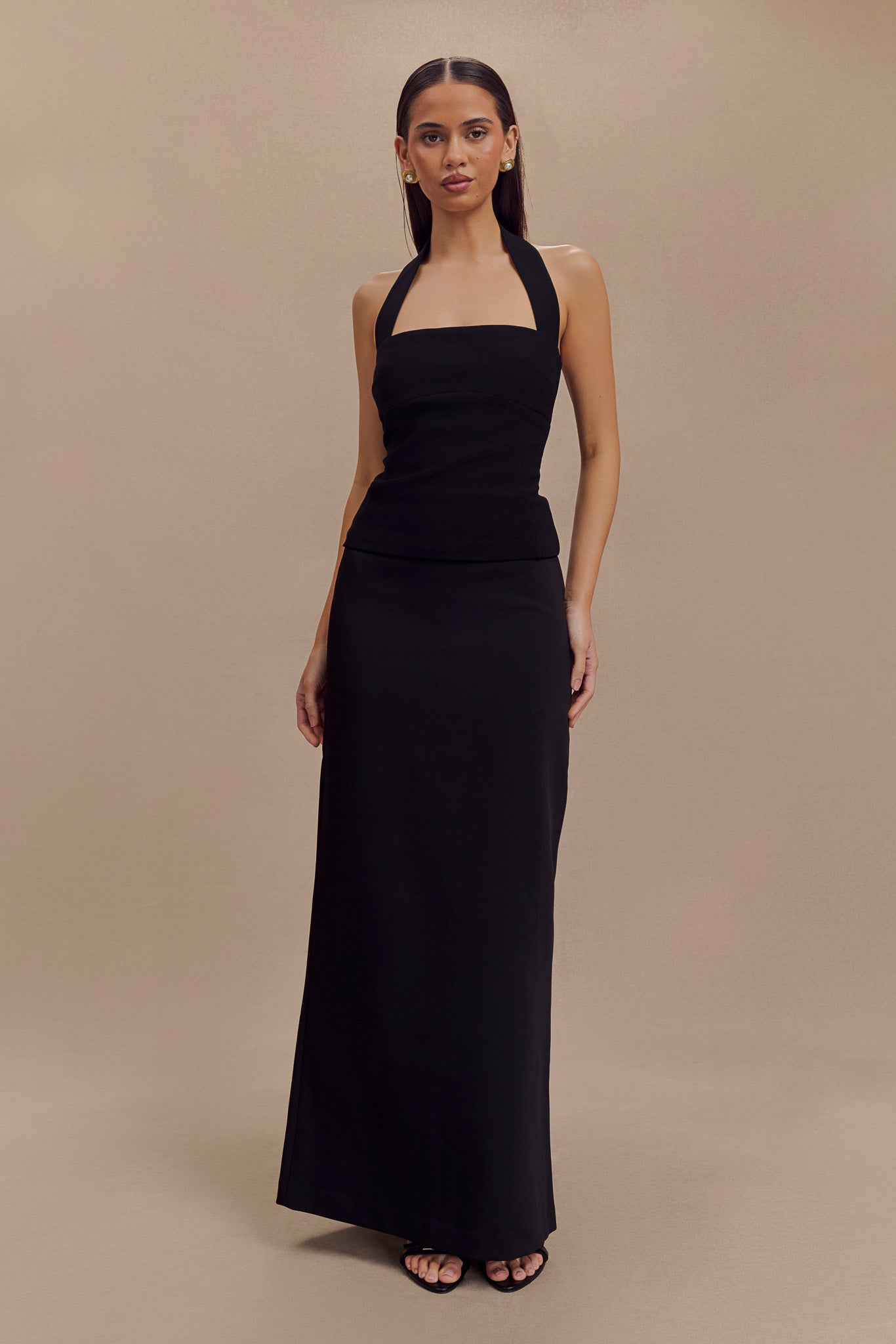 Amelita Suiting Halter Top - Black-My Chic Way.All Rights Reserved
