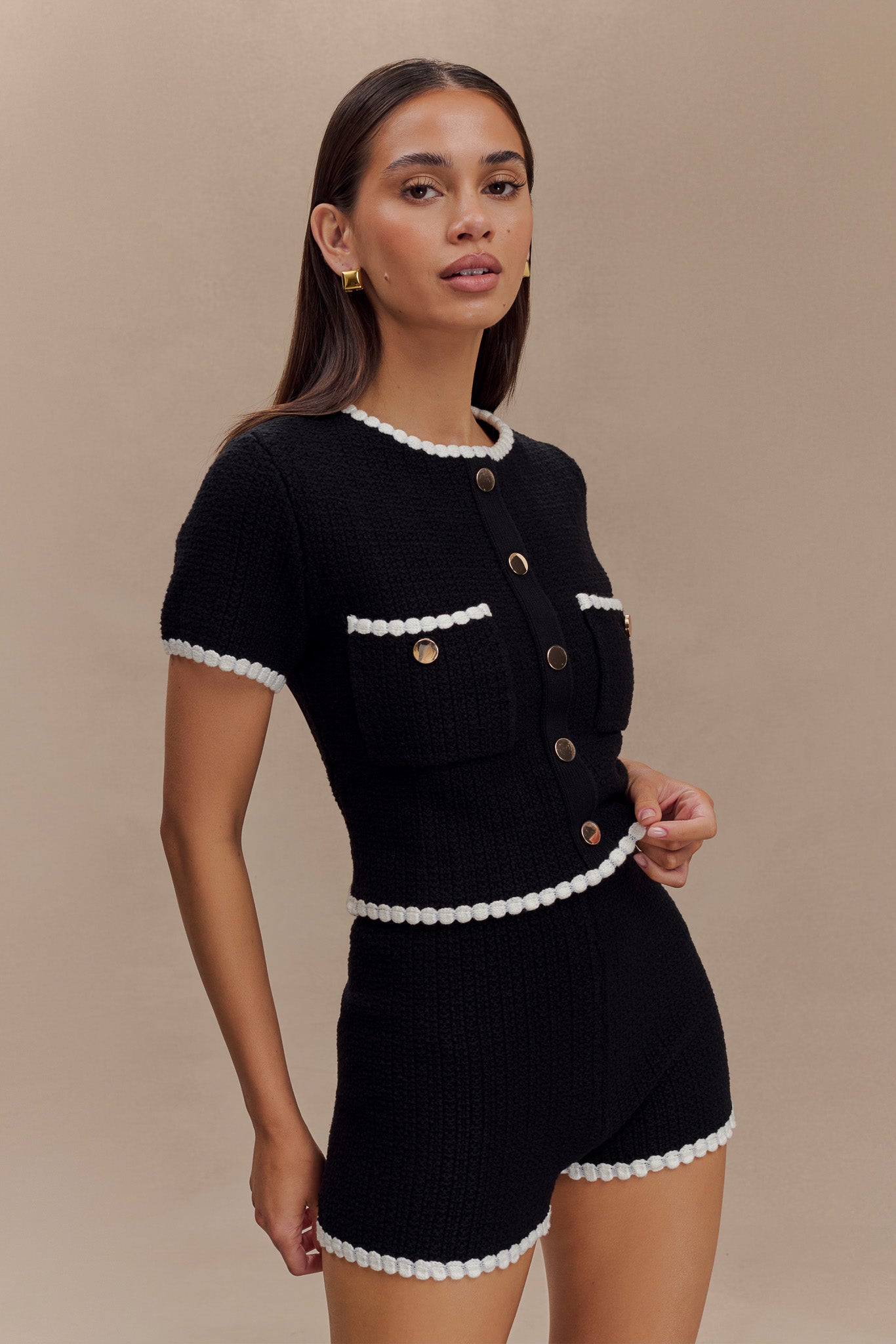 Saffron Contrast Knit Top - Black/White-My Chic Way.All Rights Reserved