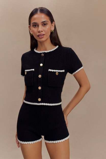 Saffron Contrast Knit Top - Black/White-My Chic Way.All Rights Reserved