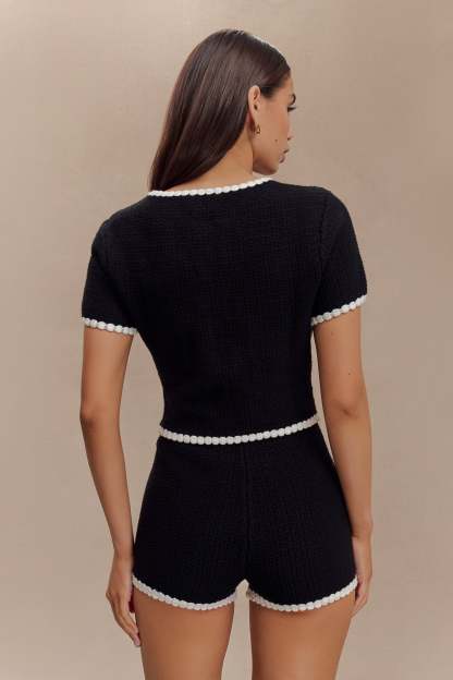 Saffron Contrast Knit Top - Black/White-My Chic Way.All Rights Reserved