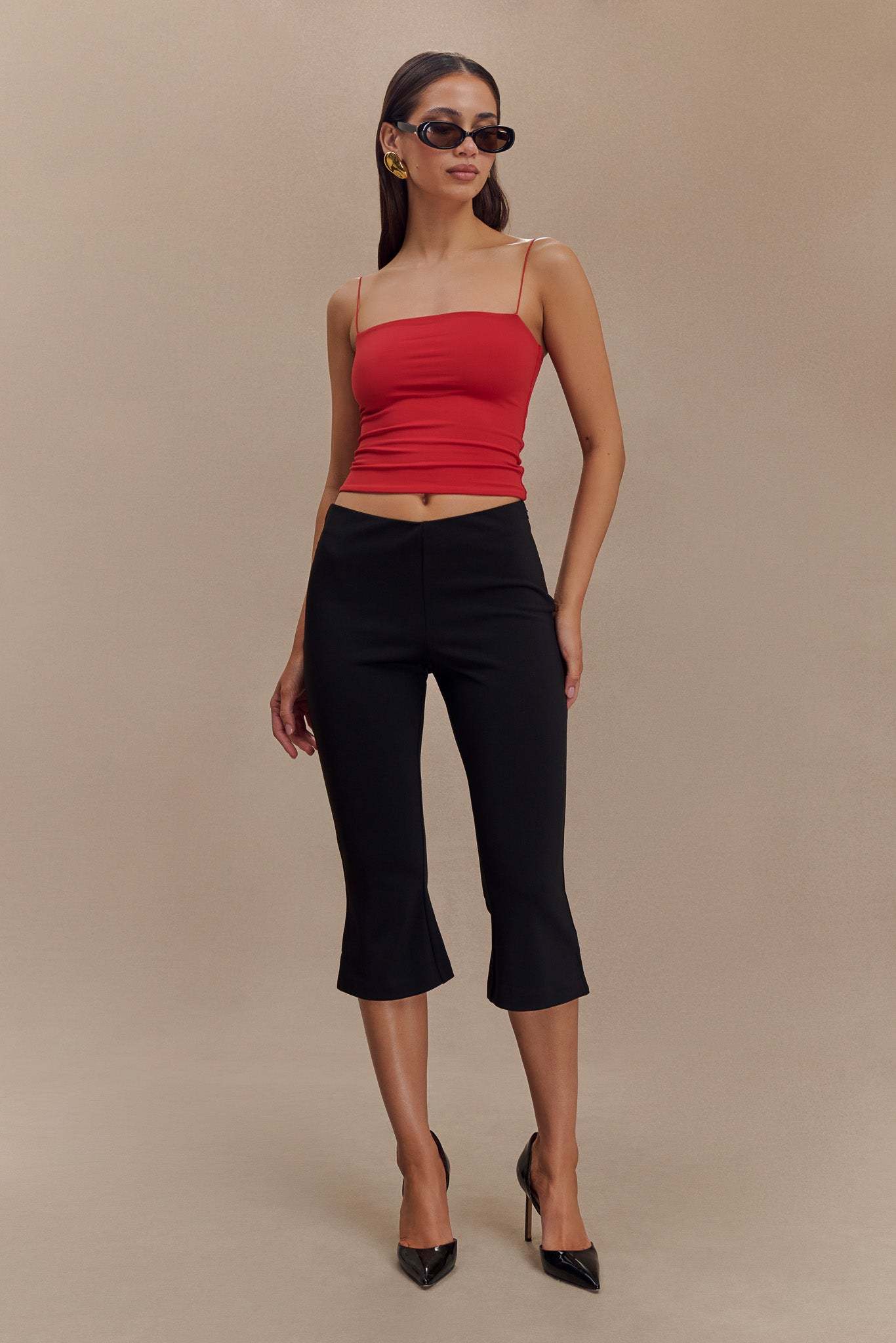 Arya Longline Spaghetti Strap Top - Ruby-My Chic Way.All Rights Reserved