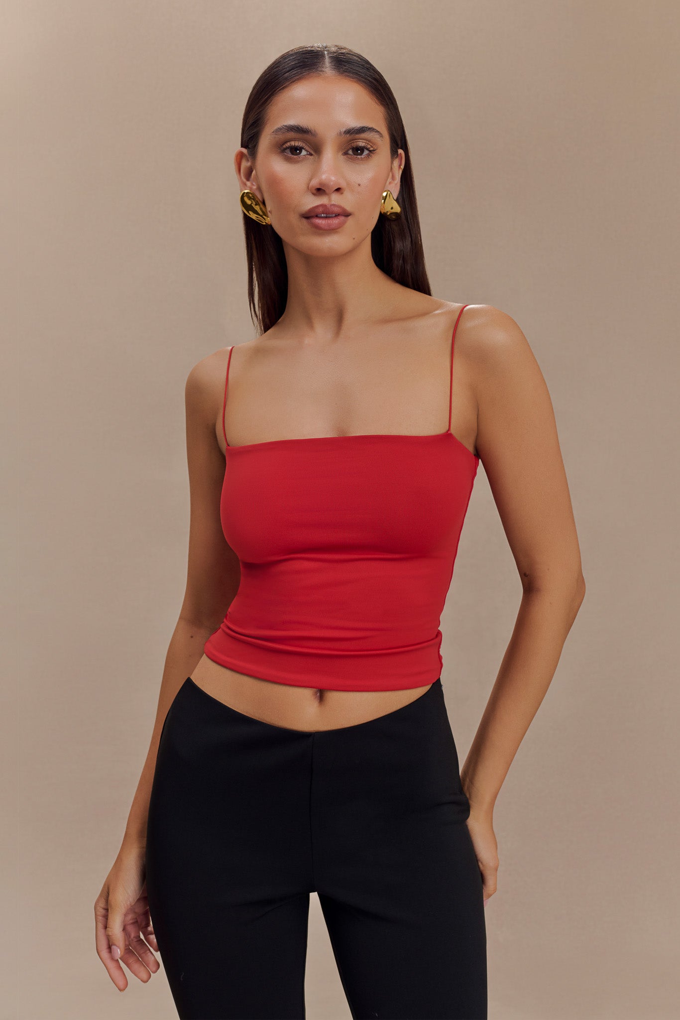 Arya Longline Spaghetti Strap Top - Ruby-My Chic Way.All Rights Reserved