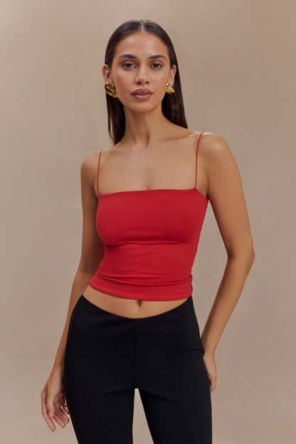 Arya Longline Spaghetti Strap Top - Ruby-My Chic Way.All Rights Reserved