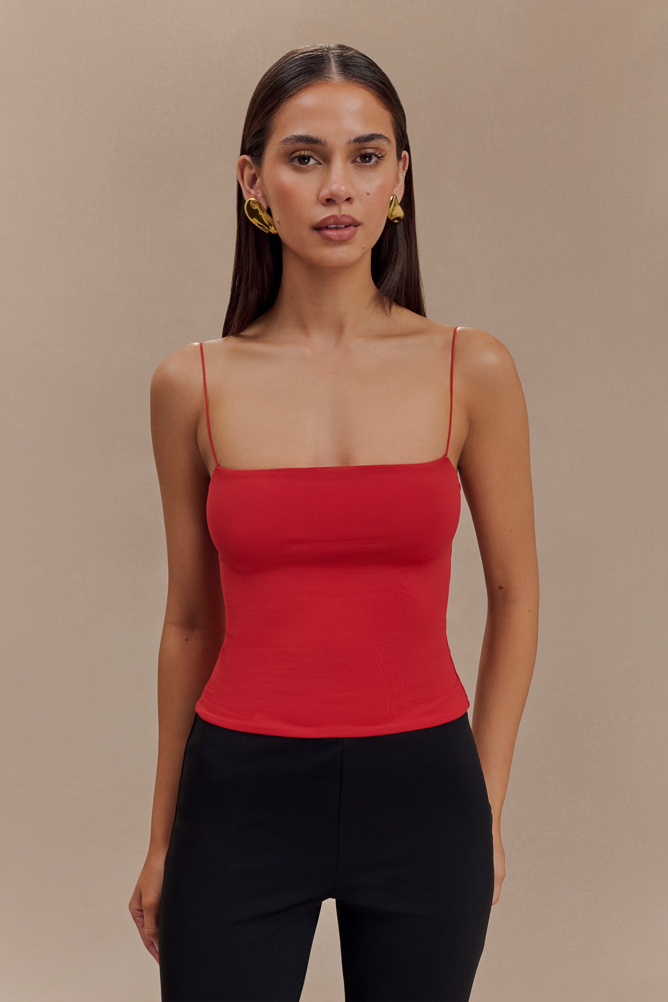 Arya Longline Spaghetti Strap Top - Ruby-My Chic Way.All Rights Reserved
