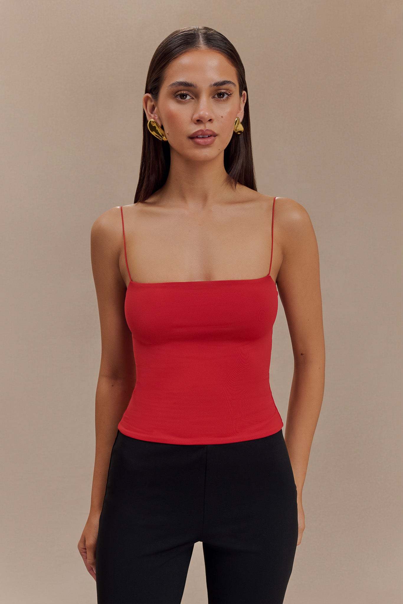 Arya Longline Spaghetti Strap Top - Ruby-My Chic Way.All Rights Reserved