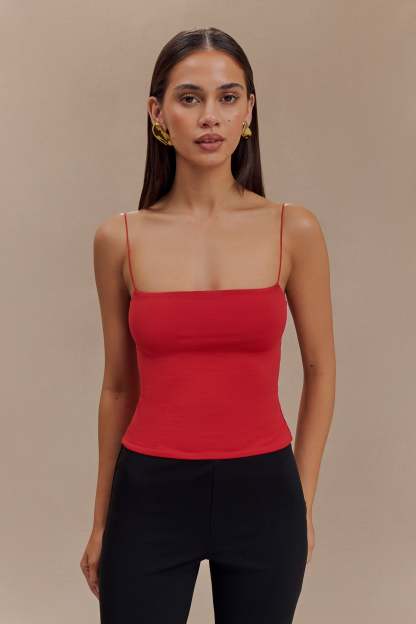 Arya Longline Spaghetti Strap Top - Ruby-My Chic Way.All Rights Reserved