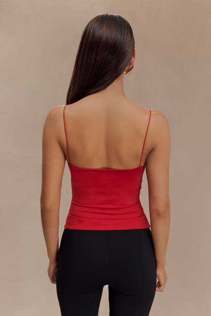 Arya Longline Spaghetti Strap Top - Ruby-My Chic Way.All Rights Reserved