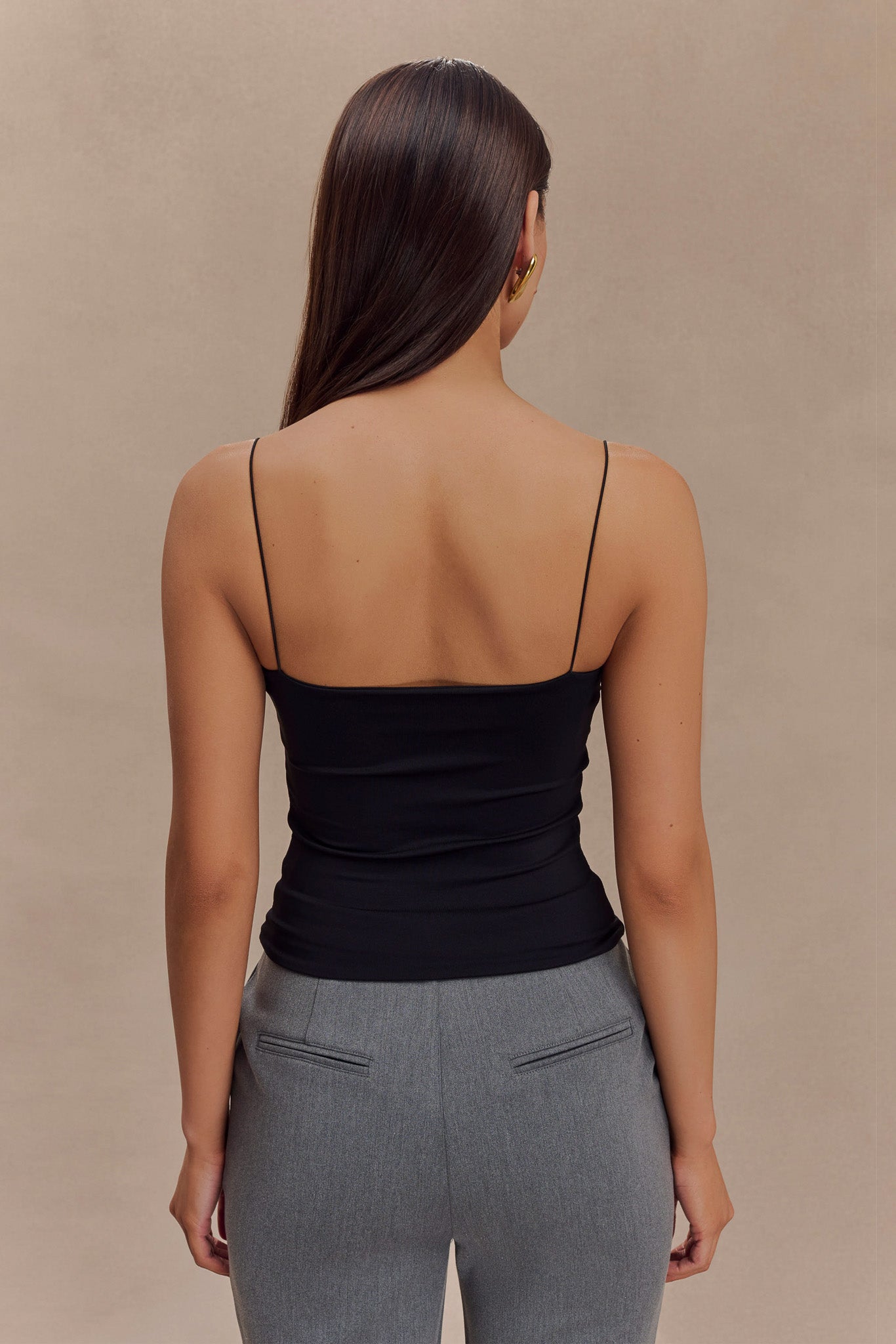 Arya Longline Spaghetti Strap Top - Black-My Chic Way.All Rights Reserved