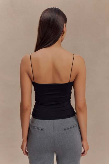 Arya Longline Spaghetti Strap Top - Black-My Chic Way.All Rights Reserved