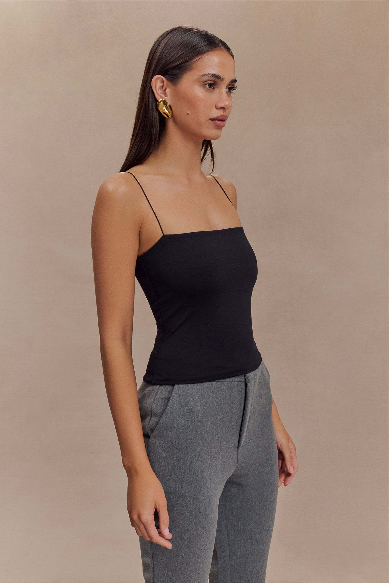 Arya Longline Spaghetti Strap Top - Black-My Chic Way.All Rights Reserved