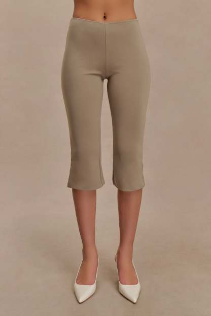 Layla Flared Crepe Capri Pants - Mushroom-My Chic Way.All Rights Reserved