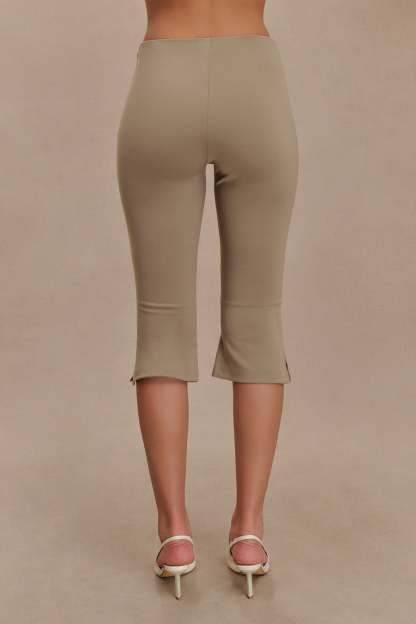 Layla Flared Crepe Capri Pants - Mushroom-My Chic Way.All Rights Reserved
